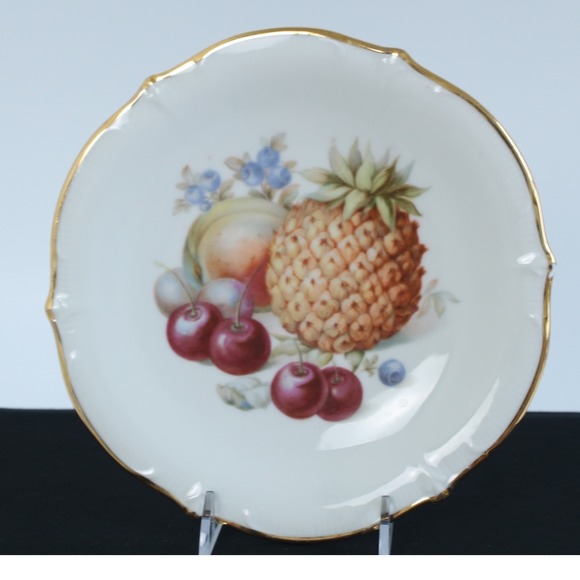 Schumann Arzberg Other - Schumann Arzberg Fruit Motif Porcelain Plate Gold‎ Trim Germany 6.25in Vintage